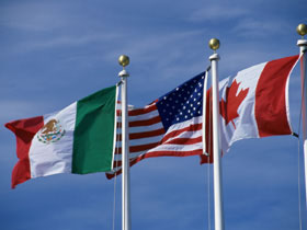 US, Mexico, Canada Flags